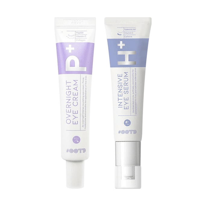 Intensive Eye Serum 0.85 fl oz + Overnight Eye Cream, Vitamin C, Collagen, 1 fl oz【H+ Day, P+ Night】