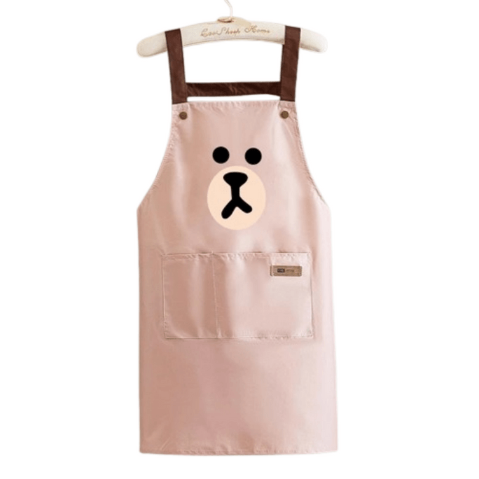 【中国からの直送】Dear Mrs. 韓国ファッションエプロン キッチン 調理用 ベスト 防水 ノースリーブ ピンク かわいい クマ 1パック