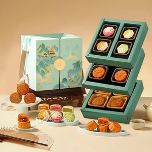 Cloud Full Moon Mooncake Gift Box 21.16 oz [Mango Pomelo Sago Lava+Custard+Milk Tea+Black Truffle+Cranberry+Matcha]