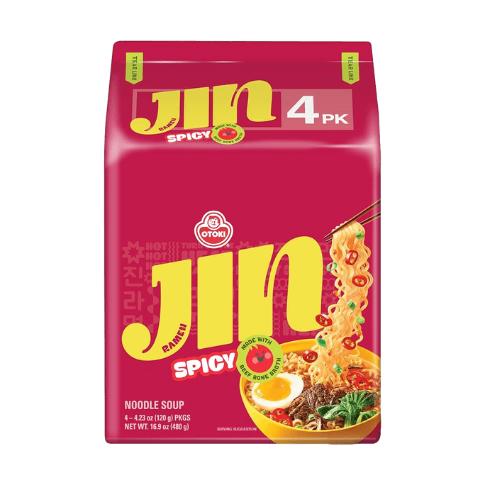 韓國OTTOGI不倒翁 JIN拉麵 辣味 4包入 480g 【韓國國民泡麵】