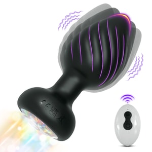 러야 헤이슨 리모컨 진동 발광 항문 플러그 여성 성인용품 10단 진동 발광 USB 충전 방수 디자인 후장 개발 자위 개항기 1개
