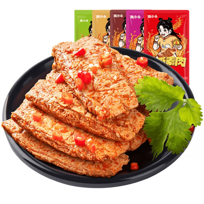 YanJin Shop Hand Shredded Vegetarian Meat Dried ToFu Products Spicy Strips, Appetizing Snacks, Spicy 10 Packs
