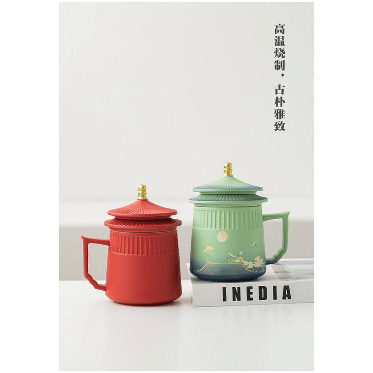 Mr. Mei Ling Palace Museum Cultural Creation Chaoxian Crane Ceramic Cup Gift Mug Tea Cup Red 1 3