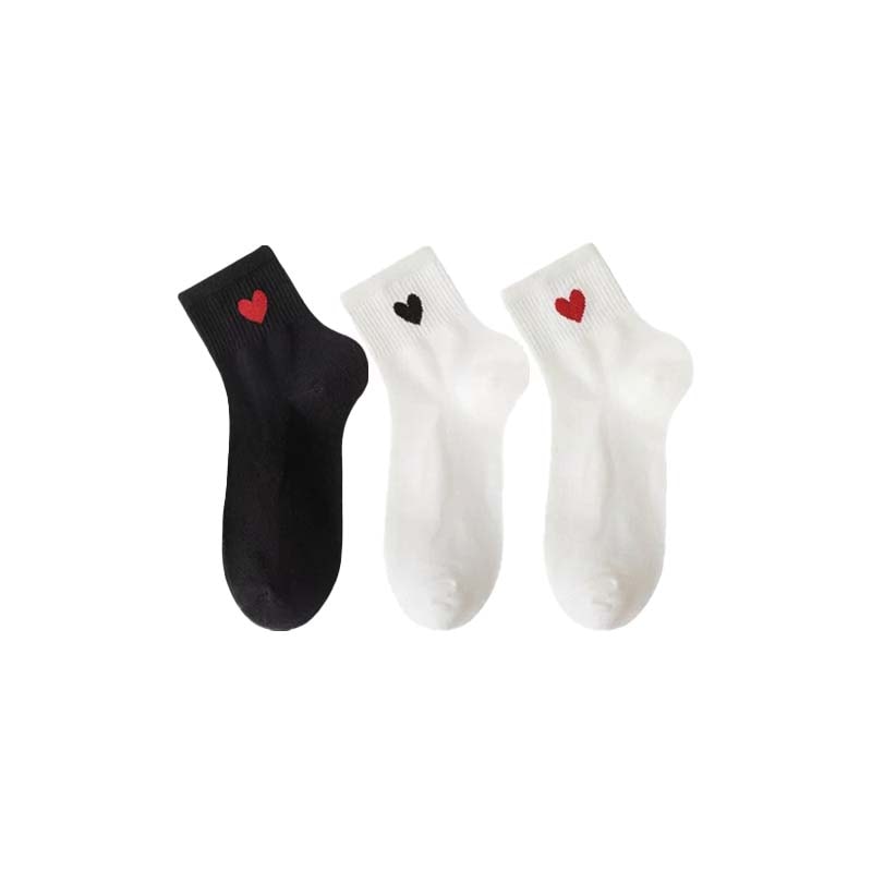 New Autumn & Winter Style Small Heart Mid-calf Casual Cotton Socks - 3 Pairs