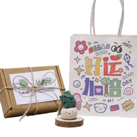 【中国直邮】 未知 其它品牌 纯手工小豆丁可爱天然水晶原矿裸石 孔雀石幸福美满3.5cm