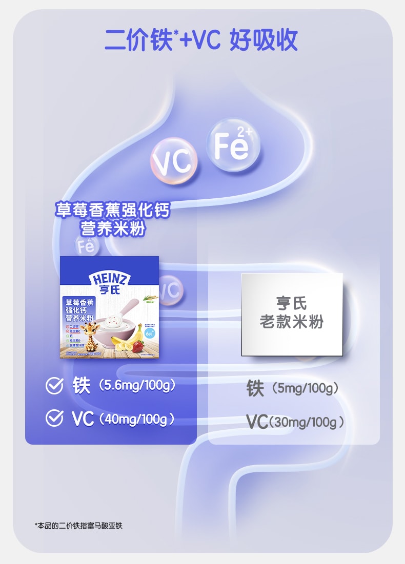 【中国直邮】 美国 亨氏 米粉FOS益生元婴儿宝宝辅食加强铁锌钙米糊胡萝卜南瓜强化锌营养米糊400g/盒