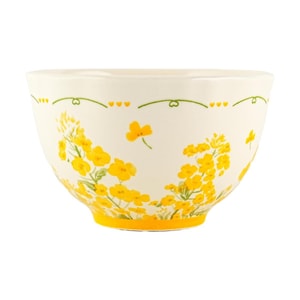 乳白色釉菜の花4.5インチ蓮華縁鉢 11.5×11.5×6.7cm 400ml