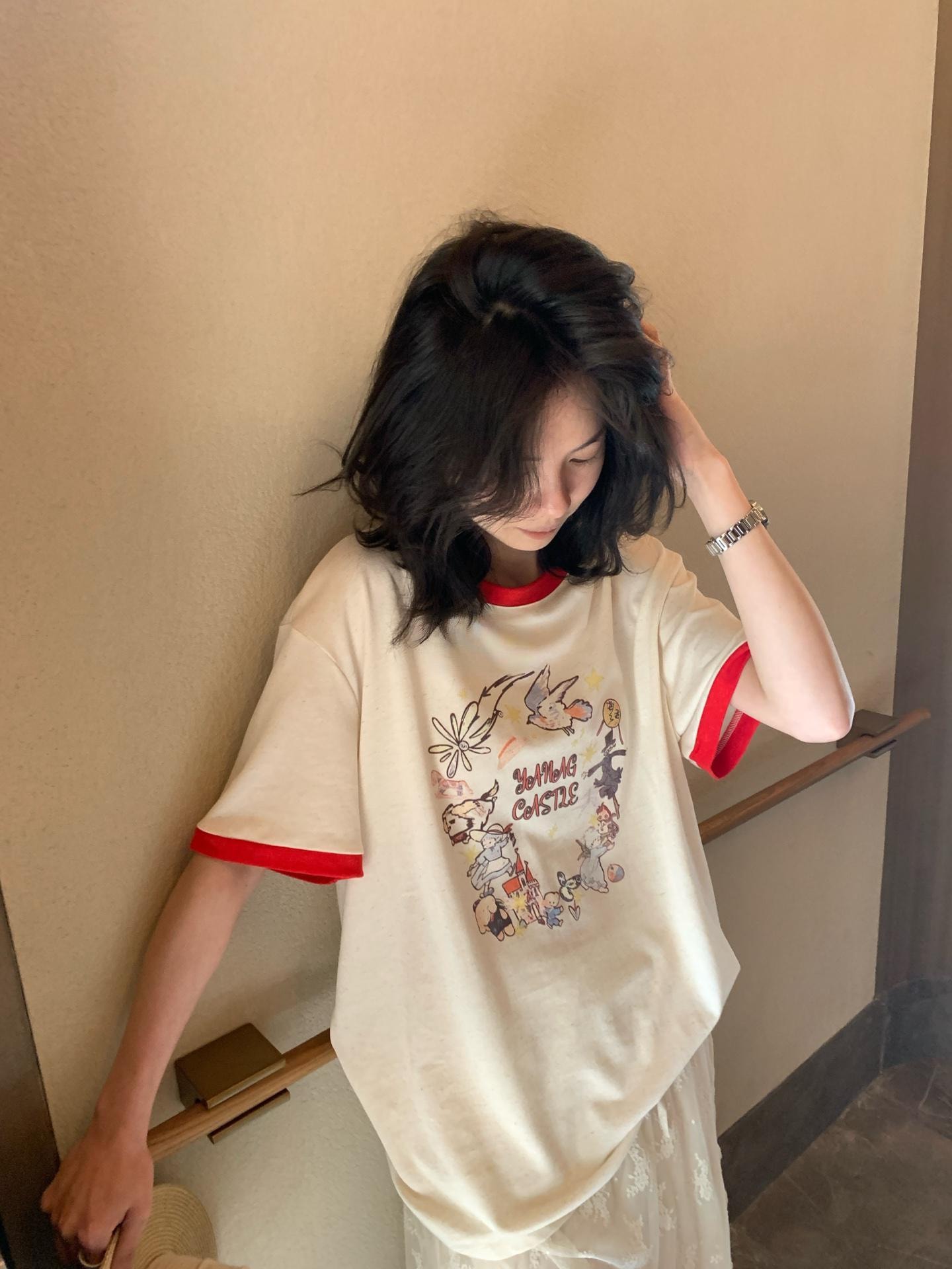 【加拿大直郵】 加拿大 SCENARIO 夢境樂園印花撞擊色T卹 均碼 米色