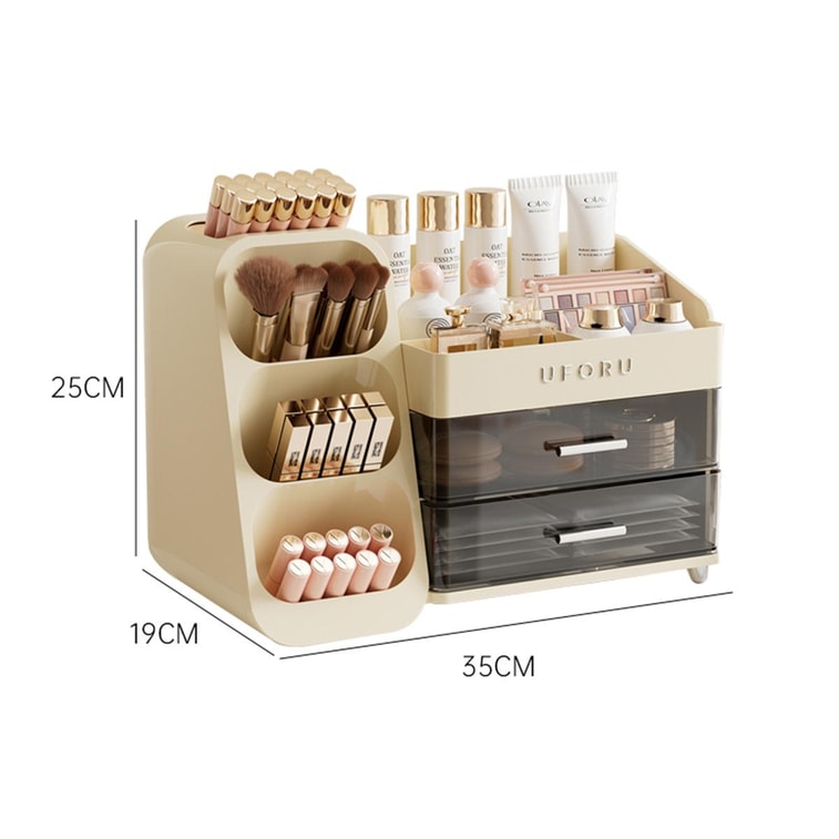 川岛屋 化妆品收纳架 多层整理 白色 梳妆台浴室 25×19×35cm 5