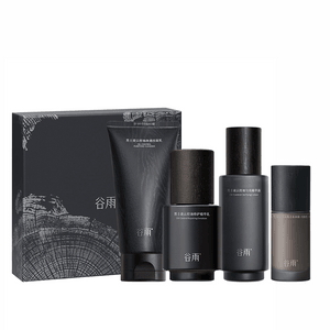 穀雨 男士套裝-水乳潔面素顏霜 控油祛痘【淘寶TOP 1熱銷榜男士護膚套裝】【性價比夯爆】【國人男士專研】節日/生日禮物 (洗面乳120g+爽膚水120ml+乳液80ml+素顏霜50g+男士禮盒)