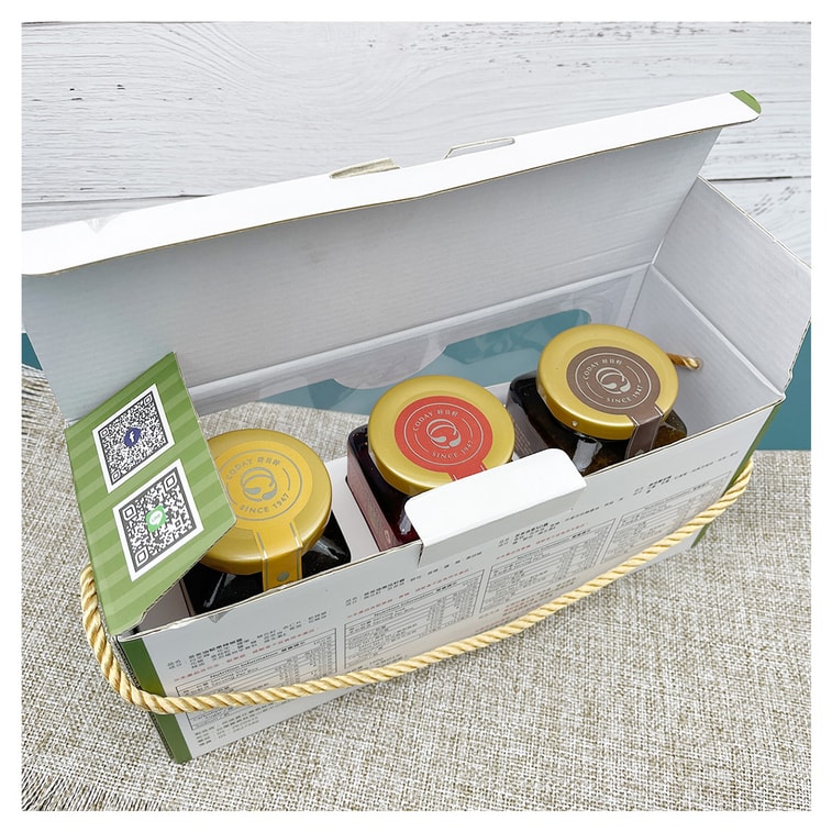  台湾 梅山長壽田 [直邮]梅山茶油 酱料礼盒组 (苦茶油坚果辣椒*1+苦茶油素XO酱*1+麻油姜泥*1)  160g*3-限购1组  3