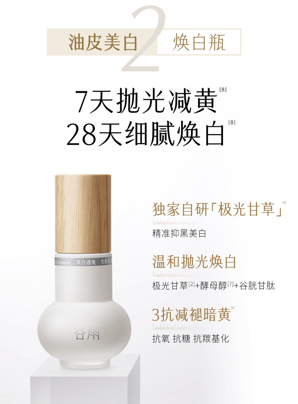 穀雨 【性價比夯爆-美白囤裝2瓶】實驗室淨白瓶【淡斑專研】【28天精準淡斑】 光蘊淡斑煥白精華液【細胞ATP科技】 美白精華 修護保濕【娜扎代言】25ml/瓶