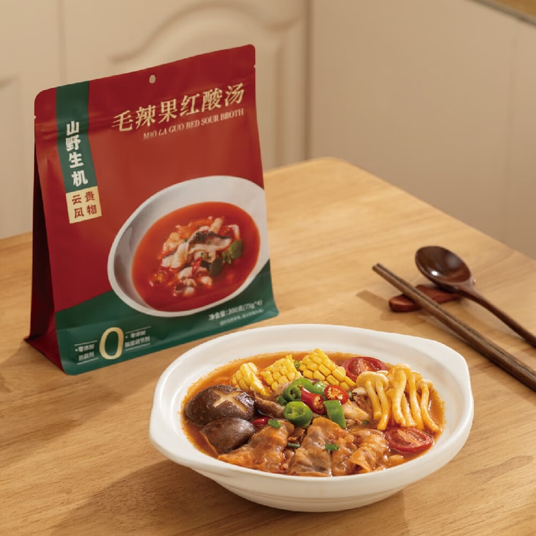【中國直郵】 蜀風雅香 山野生機 貴州毛辣果紅酸湯 火鍋底料 0添加防腐劑 75g*4 8