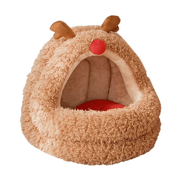 ZEZE 宠物窝猫窝狗窝宠物床 圣诞限定 麋鹿蒙古包造型 宠物床 猫窝猫床狗窝狗床 小号 【属于崽崽的圣诞氛围】 4