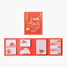 【中国直邮】 故宫博物院 吉祥折叠便签纸 便利贴过节 仙风鹤立 29.9*9CM
