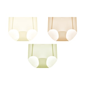 Women's Ice Silk Seamless Panties  Vanilla White + Rice Skin Tone + Light Green L 【55-65kg】   3-Piece Set