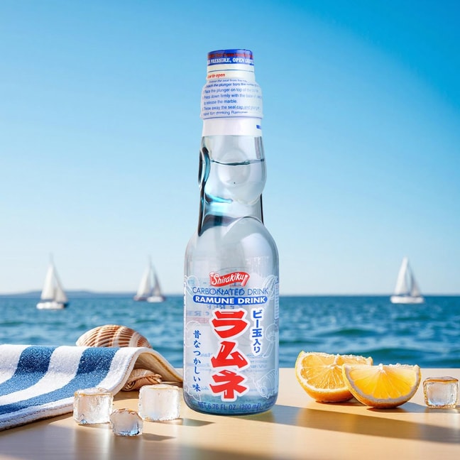 Ramune Drink,Japanese Marble Soda,Original Flavor, 6.76fl oz