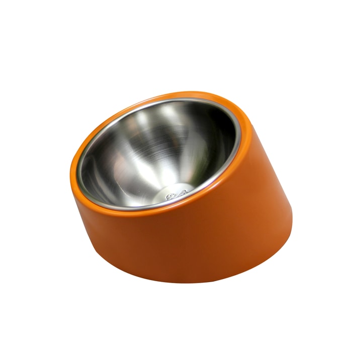 Mess Free 15° Slanted Bowl For Dogs and Cats Tilted Angle Bulldog Bowl Pet Feeder Non-Skid & Non-Spill Brown