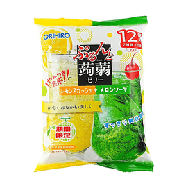 日本ORIHIRO 蒟蒻果冻 柠檬哈密瓜苏打汽水味 12枚入 240g【0脂低卡】【期间限定】【Q弹爽滑】