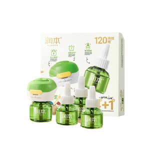 [중국 직배송] 런벤 모기 퇴치액, 무연, 아기 및 유아에게 적합, 전기 모기 퇴치기 리필액, 45ml*4병 + 어플리케이터 1개