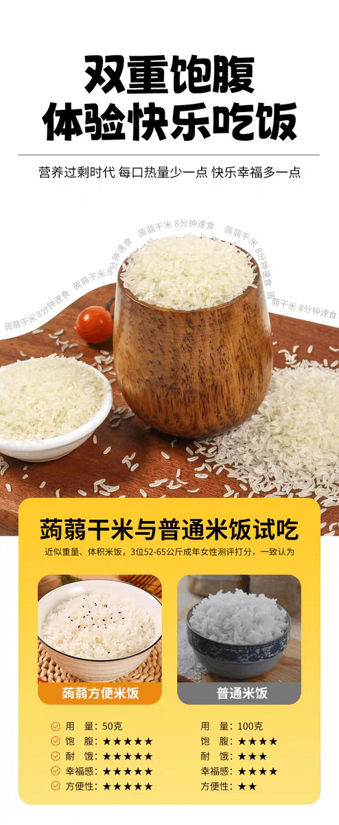 Instant konjac rice, no-cook, bagged konjac rice, suitable for students' dormitories and outdoor use, convenient for lazy people, no-steam, ready-to-cook rice, 100g*1 bag