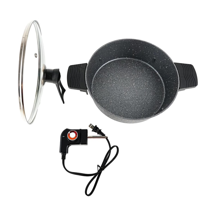 Single Handle Electric Hot Pot Fast Heating Adjustable Temperature Grey 11In 4.2Qt 3