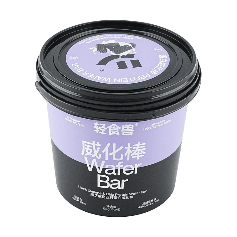 輕食獸 Mini桶裝蛋白威化棒 高纖代餐餅乾 健身蛋白棒零食 黑芝麻口味 8條入 低卡 早餐 *2【2份超值裝】【每條含3.1g蛋白質】 3