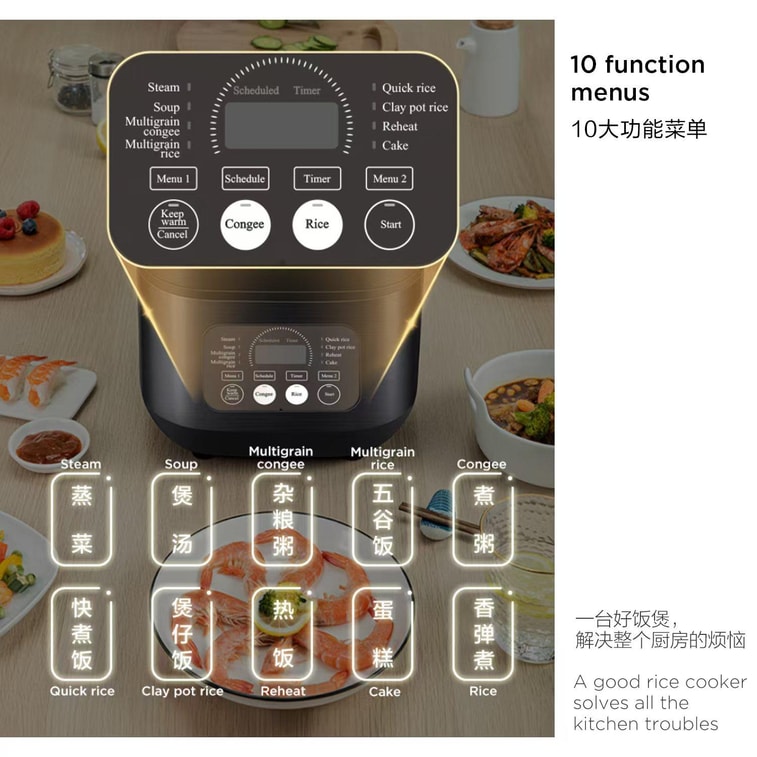 135.26 fl oz Large Capacity 5-Layer Inner Pot Multi-Function Deluxe Smart Rice Cooker 7