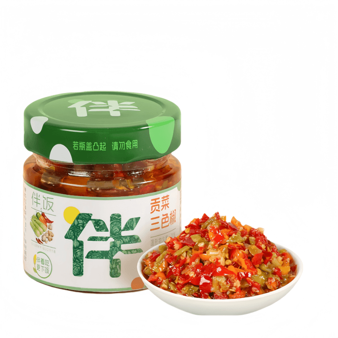 Fresh, Spicy And Crispy Gong Cai With Three-coloured Peppers 158g*1 Bottle