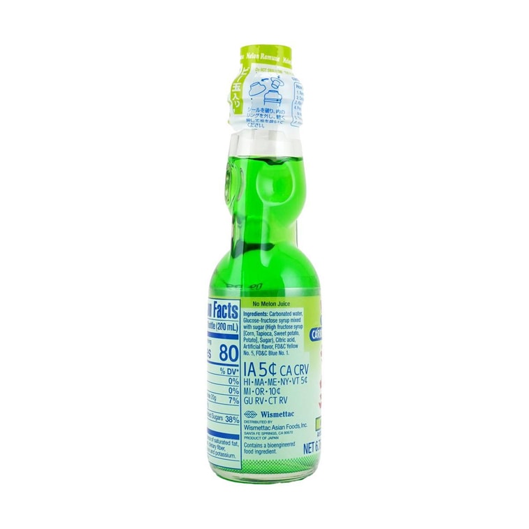 Ramune Drink,Japanese Marble Soda,Melon Flavor, 6.76 fl oz 5