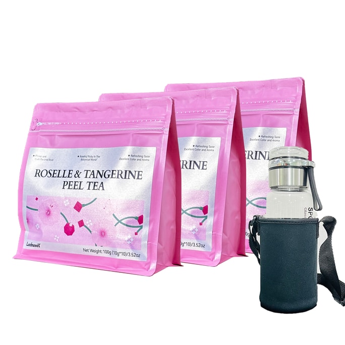 李陌茶 3盒洛神花陈皮茶100g+1个大容量玻璃杯