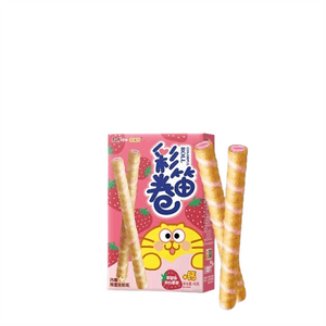 [중국 직배송] 마스터콩 컬러풀 플루트 롤, 어린이 간식, 딸기맛, 40g/상자