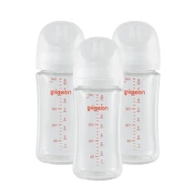 Glass Nursing Bottle Wide Neck | Heat-Resistant | Easy To Clean |8.1 Oz (Pack Of 3) Includes 3 M Nipples (0m+)
