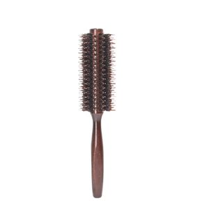 Boar Bristle & Solid Wood Round Brush — Everyday Home Use, Straightening & Curling Styling Comb — Professional Salon-Grade Curling Brush — 12-Row Straight-Pattern Design (Medium Size) — 1 Unit