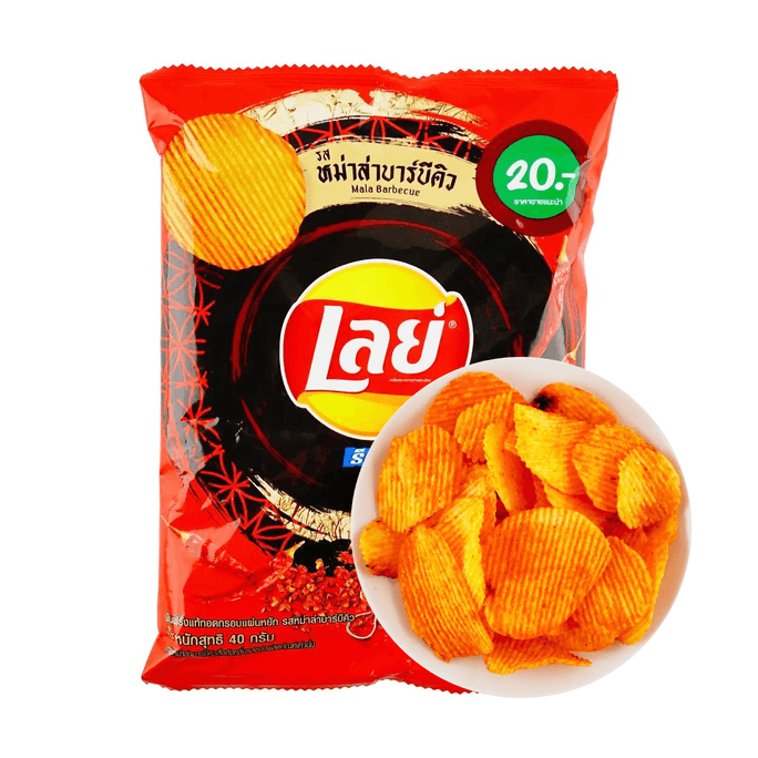【Exclusive Thai Flavor】 Potato Chips, Spicy Mala Barbecue Flavor, 1.41 oz