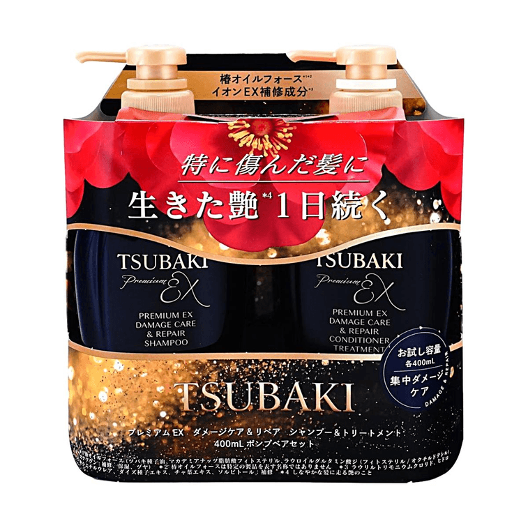 TSUBAKI ブラックカメリア ラグジュアリー ブラックイオンリペア ストロングEX シャンプー＆コンディショナー、13.5液量オンス+13.5液量オンス 6