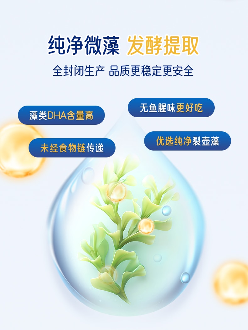 【中国直邮】 爷爷的农场 DHA藻油无糖爆珠 小爆珠添加核桃油叶黄素酯无糖80粒/盒