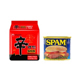 Korean Spicy Shin Ramen 4 Packs* 4.2oz+Classic Lunch Meat,Pork Ham 12oz【2 Combo Packs】