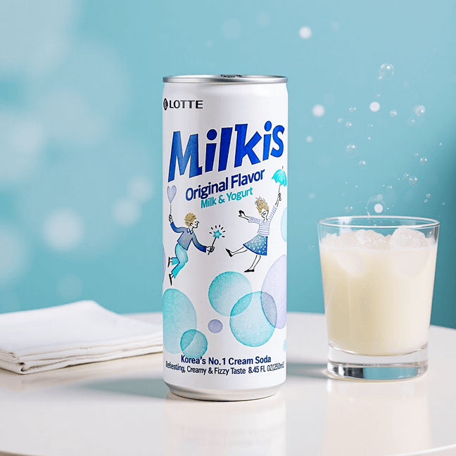 韓國LOTTE樂天 MILKIS妙之吻 牛奶碳酸飲料 蘇打汽水 原味 250ml【0脂】【包裝隨機發】