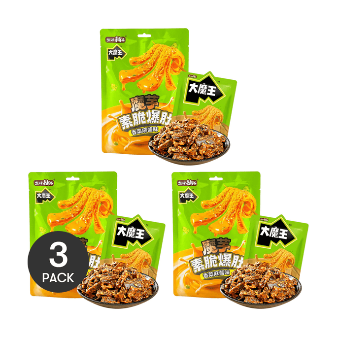 盐津铺子 大魔王 魔芋素脆爆肚 香菜麻酱味 150g*3【3包装】【香菜脑袋闭眼冲!!】