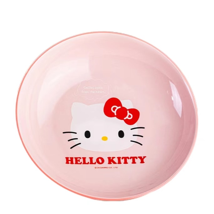 Gudges Solid Color Ceramic Plate Cartoon Girl Heart Home Meal Sanrio Ancient Day Plate - HelloKitty 1Pc
