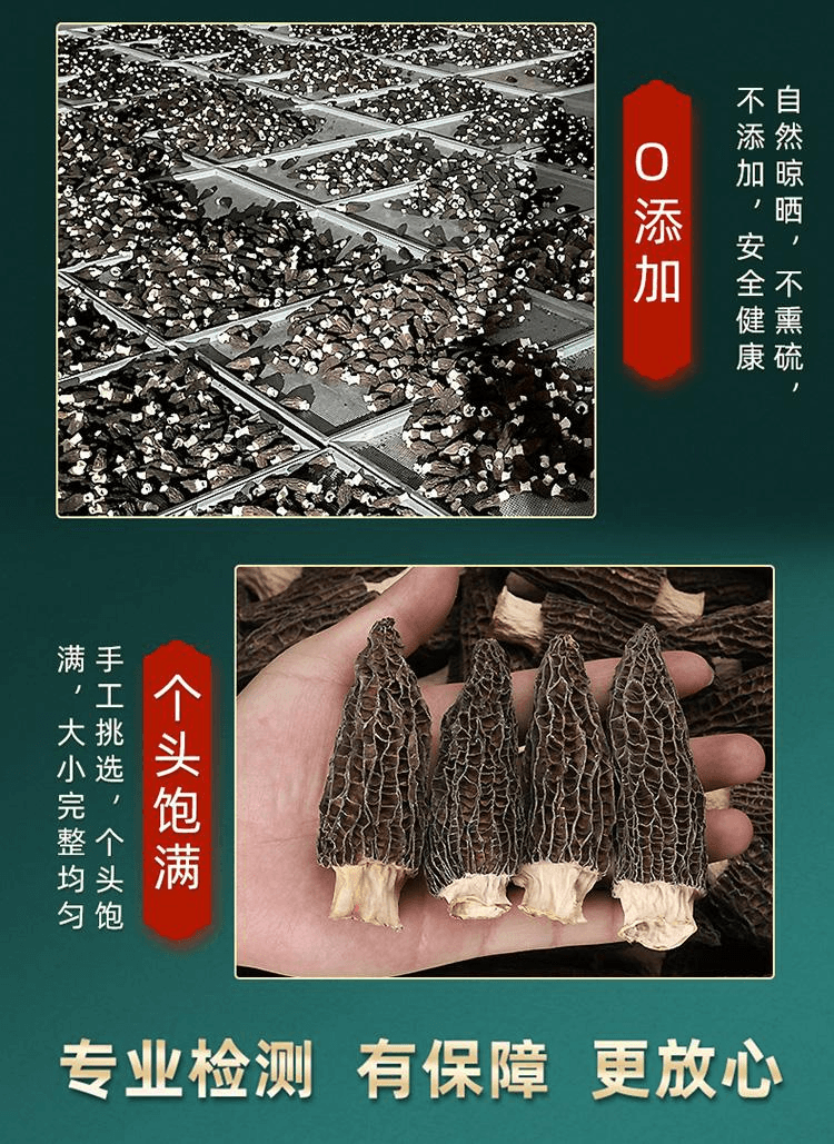 【中国直邮】 醉语阁 野生菌羊肚菌干货云南纯菇蘑干牛肚菌真头茬剪柄野生菌羊肚菌4-6cm净重60g1袋