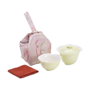 美国 赵赵的茶 雅致盖碗茶具  精致陶瓷一碗一杯套装  附赠便携收纳袋 绿色 1套