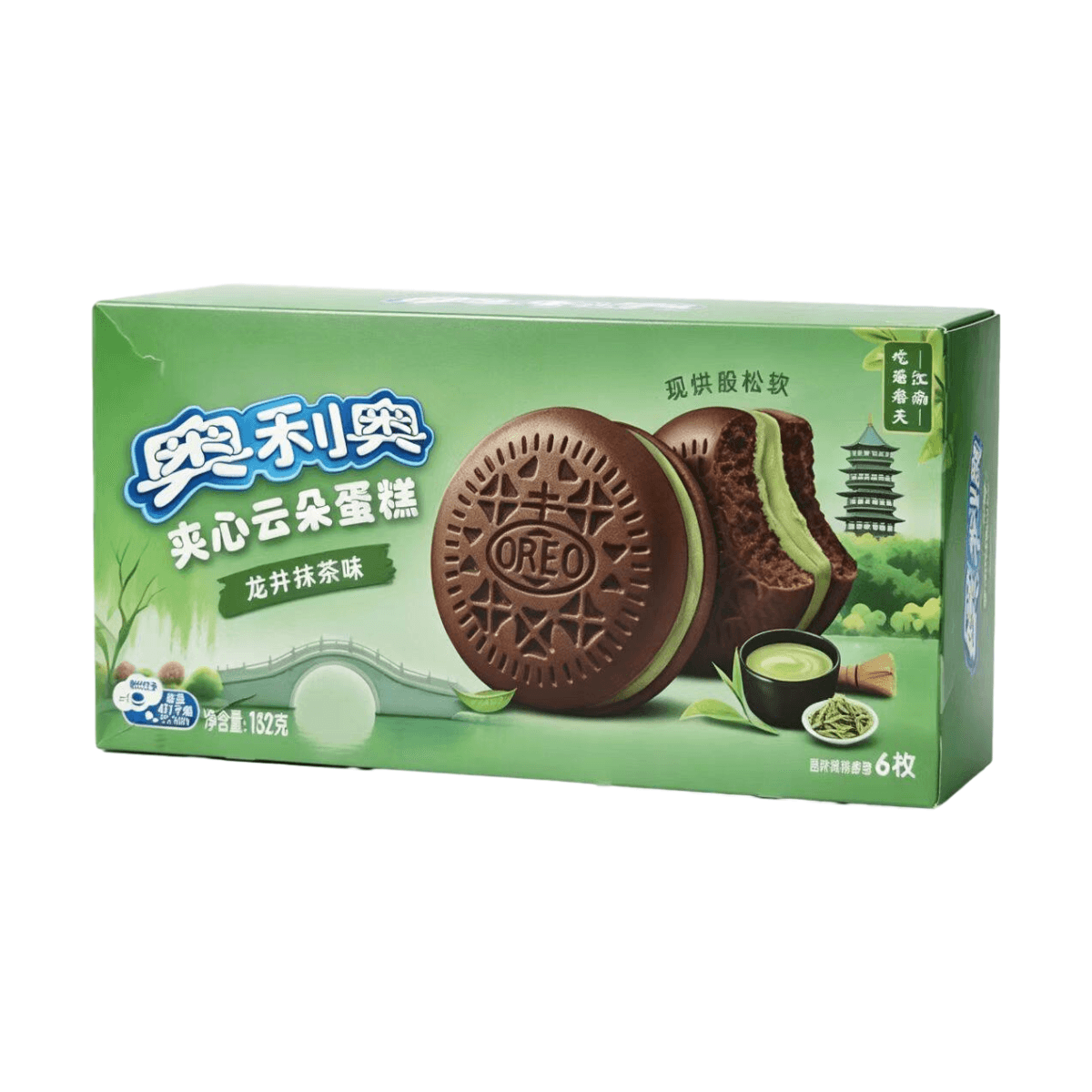 中国直送】オレオクラウドケーキ、龍井抹茶味、132g×1箱（6個入り