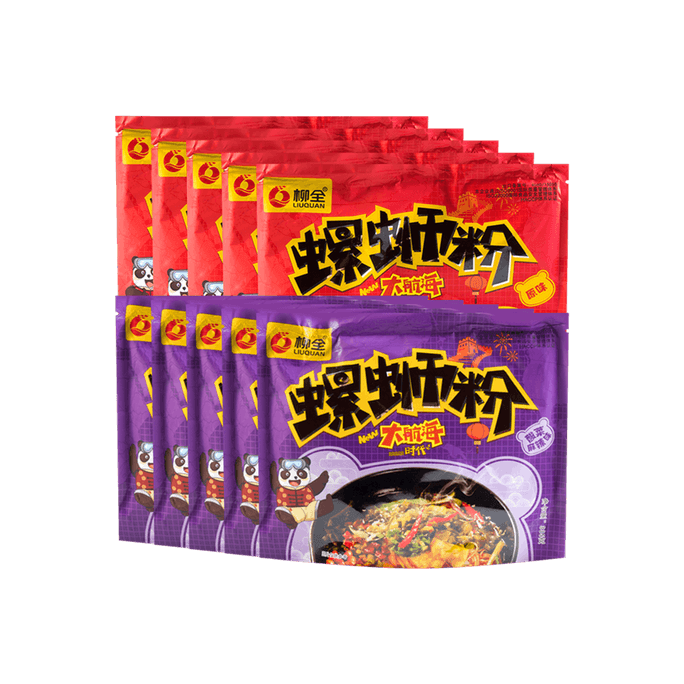 【Flavor Combo Value Pack】Original Luo Si Fen Snail Rice Noodles, 5 Packs* 11.11oz + Spicy Cabbage Luo Si Fen Snail Rice