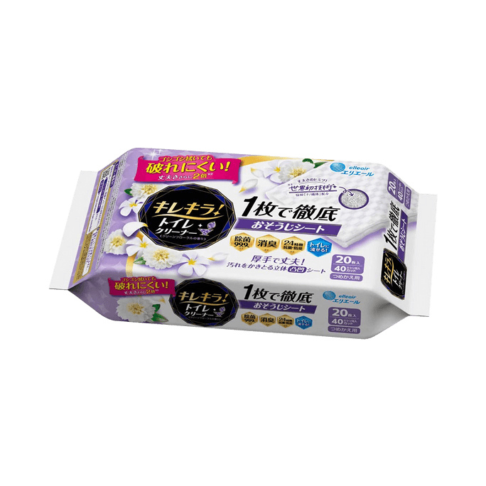 DAIO Elleair  Clean and bright!Toilet Cleaner 1pcs can clean thoroughly  Clean Sheet Replacement 20pcs(10pcs×2P) Clean Floral