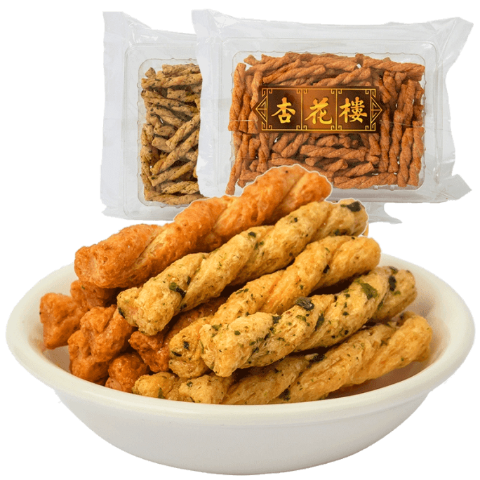 [중국 직송] 싱화루 상하이 미니 롤드 프라이드 도우 트위스트, 바삭하고 향긋한 스낵, 오랜 전통 브랜드, 달콤하고 매콤한 맛 + 해초 맛 [150g*2 봉지]