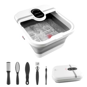 【美國直郵】電動養生泡腳桶 可折疊足部水療浴缸 帶加熱和按摩滾輪足浴盆 配備穴位按摩點智能加熱適合男女老少的家庭足部護理冬日泡腳 健康安好 送禮首選 美國直發 包郵