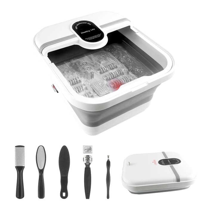 [미국 직송] 접이식 전기 족욕기, 마사지 롤러와 지압 포인트가 있는 온수 풋 스파, 스마트 히팅 기능, 모든 연령대의 겨울철 발 관리에 안성맞춤입니다. 건강하고 건강한 선물을 위한 최고의 선택입니다. 미국 직송 무료 배송.