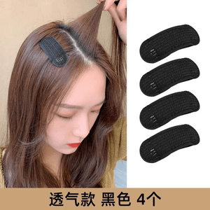 正大 髪ふんわり神器 高さアップ 頭頂部 目立たないヘアパッド ヘア根元クリップ ヘアアクセサリー 前髪整理 通気性 黒 4個入り